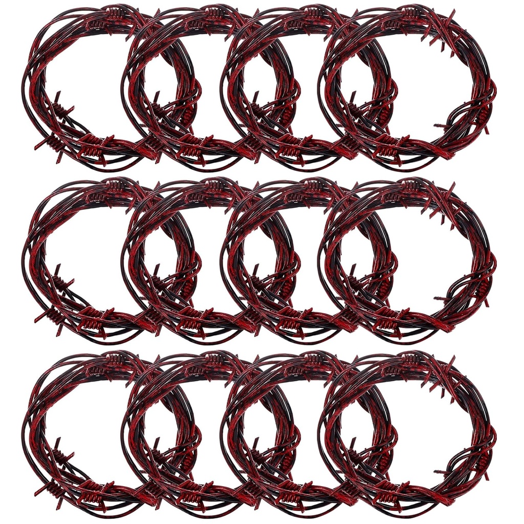 98 Foot Black Fake Rusted Barbed Wire Decoration 12 Pcs Plastic Barb Wire Easy to Bend Outd