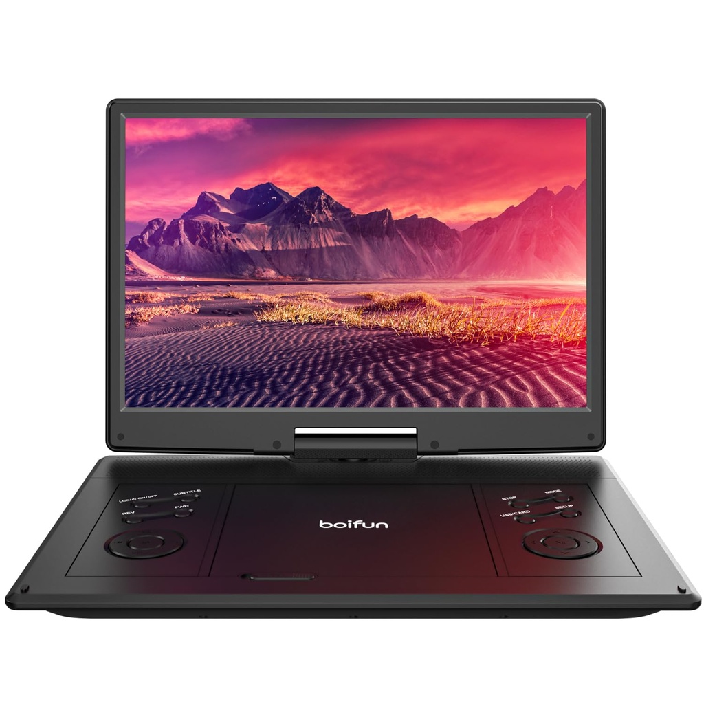 Boifun 16.9'' Portable DVD Player with 14.1'' Large HD Swivel Screen, 6 Hrs Battery Life