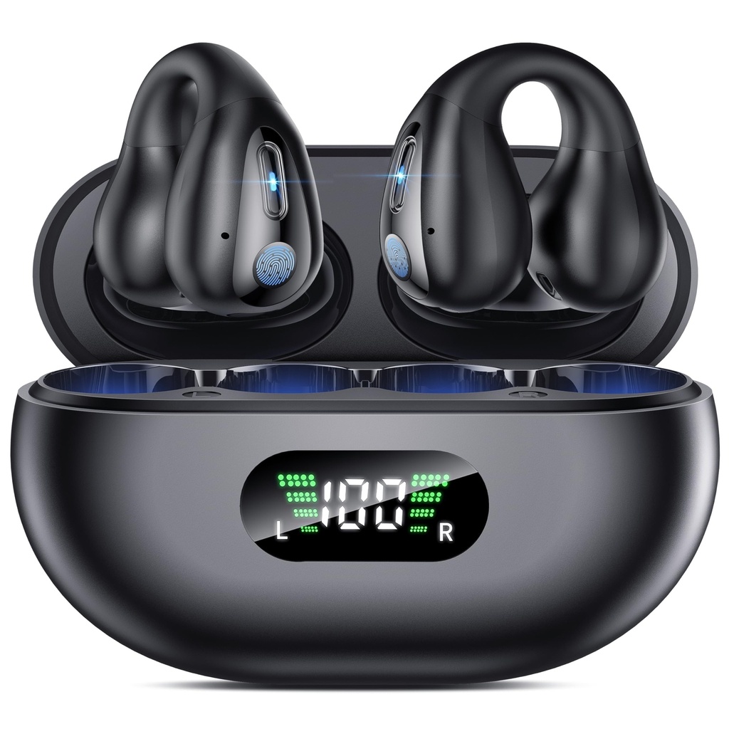 Boytond Open Ear Clip Wireless Earbuds Bluetooth 5.3, Sports Earphones Built-in Microphone w