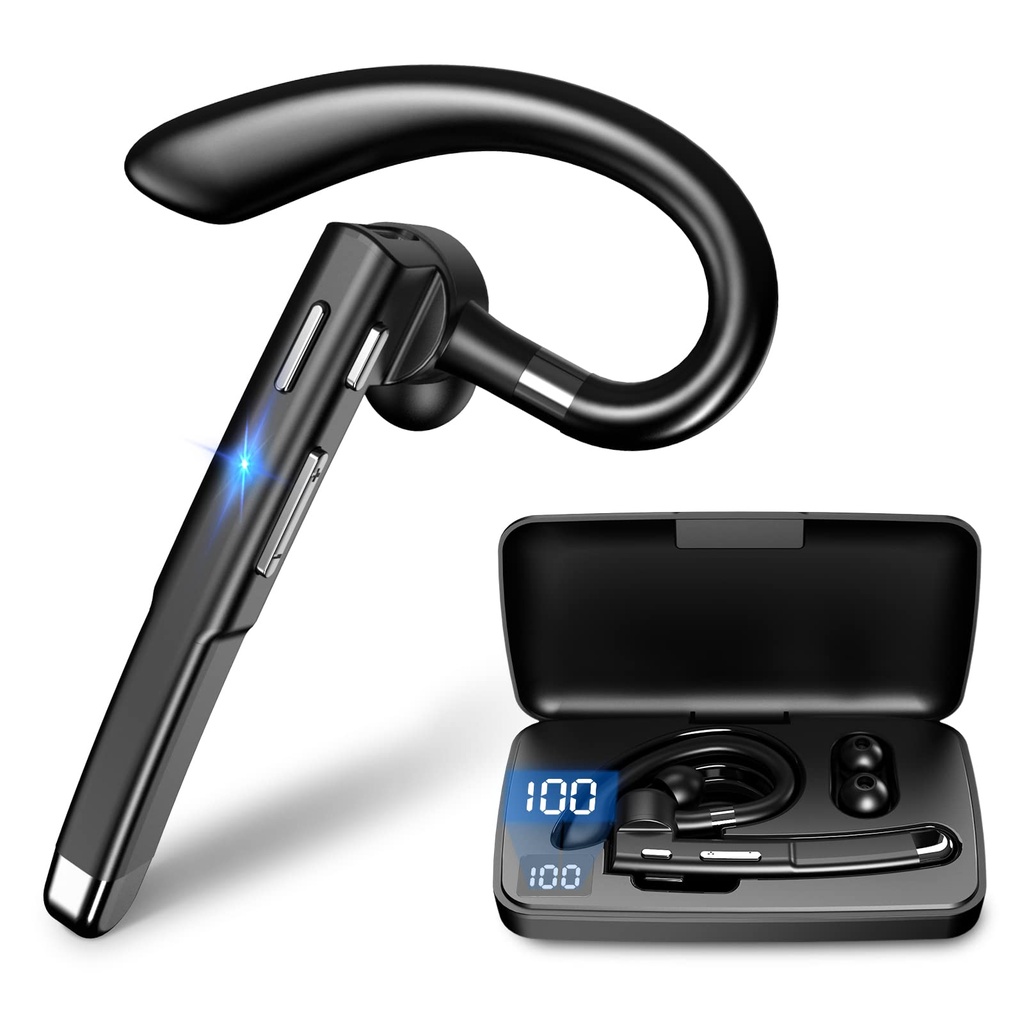 Single Ear Wireless Bluetooth 6.1 Headset - Wireless Bluetooth Earpiece with Charging Case