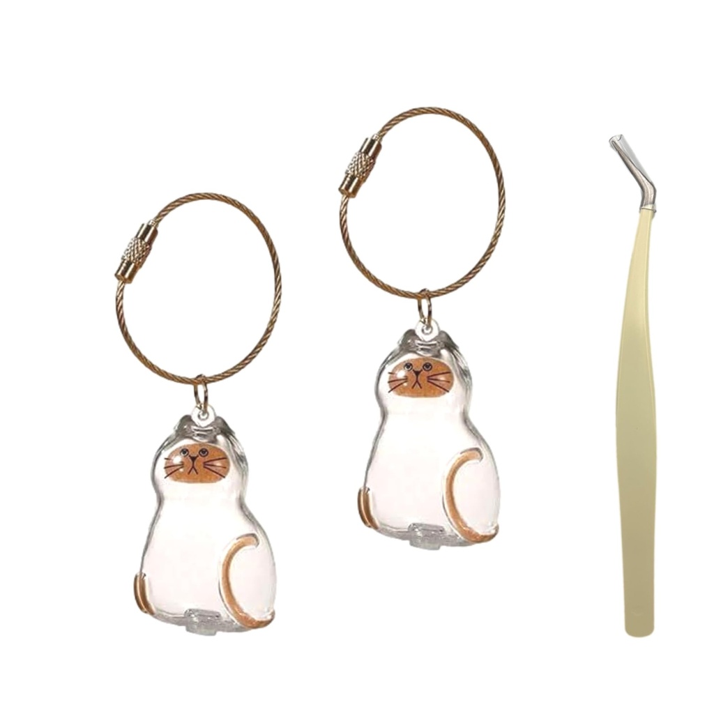 Whimsezbox Cat Fur Keepsake Keyring Ã¢Â€Â“ Clear Cat Hair Storage Bottle Keychain, Personal
