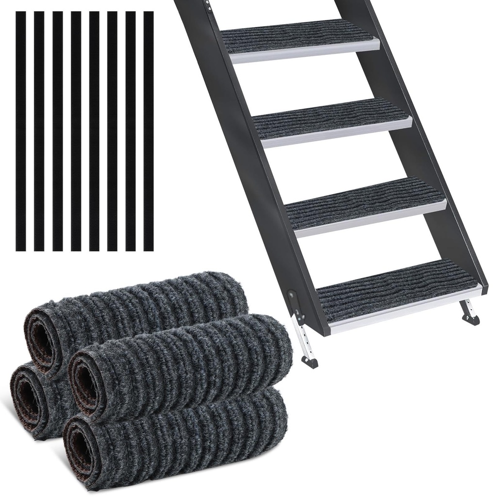 Jiakalamo Stair Treads Non Slip, 4 Pack RV Step Covers Camper Step Mats Peel and Stick Sta