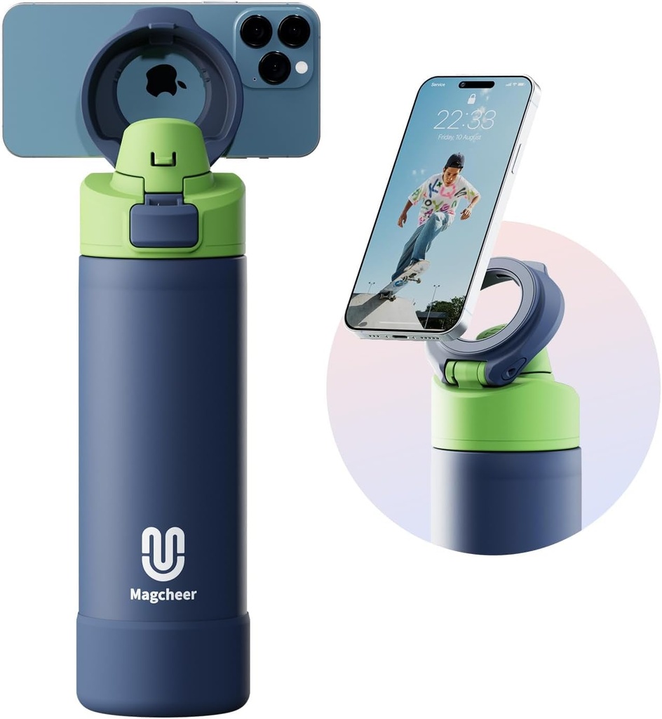 750ml Magnetic Water Bottle with Phone Holder Compatible with MagSafe Insulated Gym Cold Dr