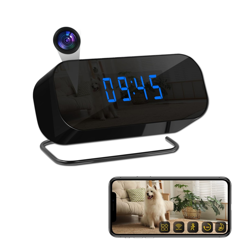RUMUCF Spy Camera WiFi Clock Camera HD 1080P Wireless Nanny Cam with Night Vision Motion De