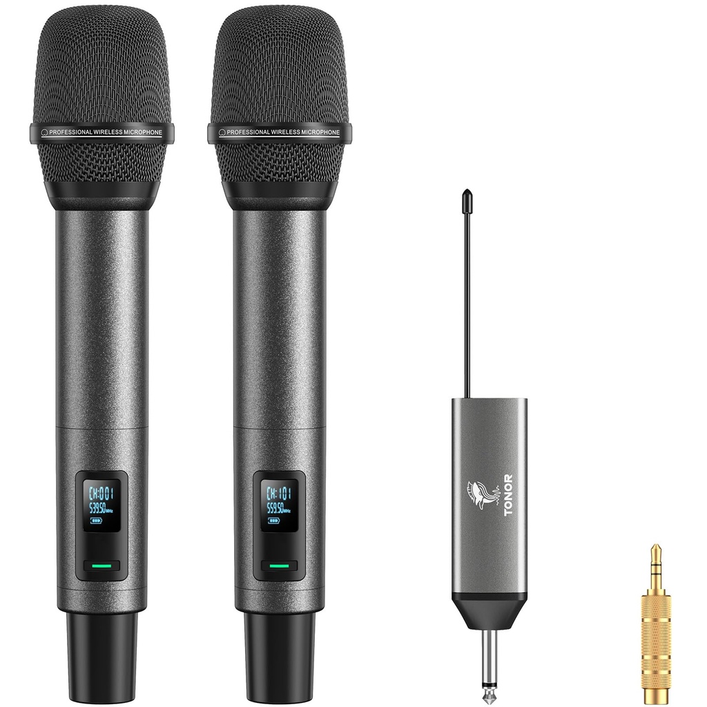 TONOR TW520 Wireless Microphoes, Rechargeable UHF Mcirophone for Singing, Adjustable Volume