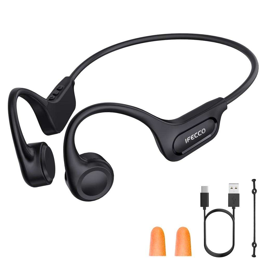 IFECCO Bone Conduction Headphones Bluetooth 5.4 - Wireless Open Ear Headphones with Mic, IPX