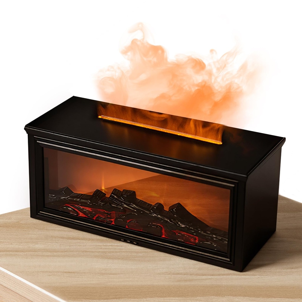3D Fireplace Flame Effect Aromatherapy Diffuser Humidifier 280ml Large Cool Mist Humidifier