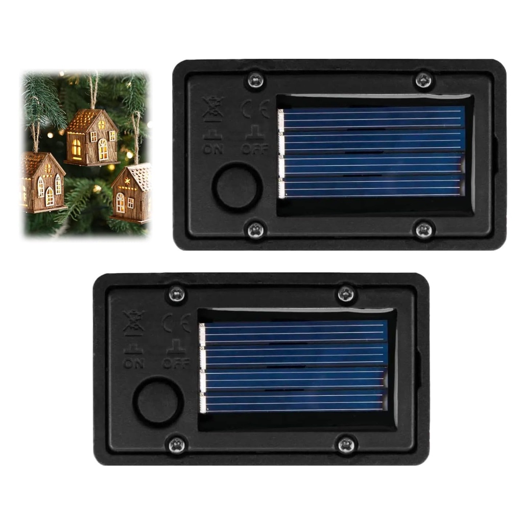 2Pcs Solar Lights Christmas Decor Replacement Top LED Waterproof Solar Panel Square Lantern