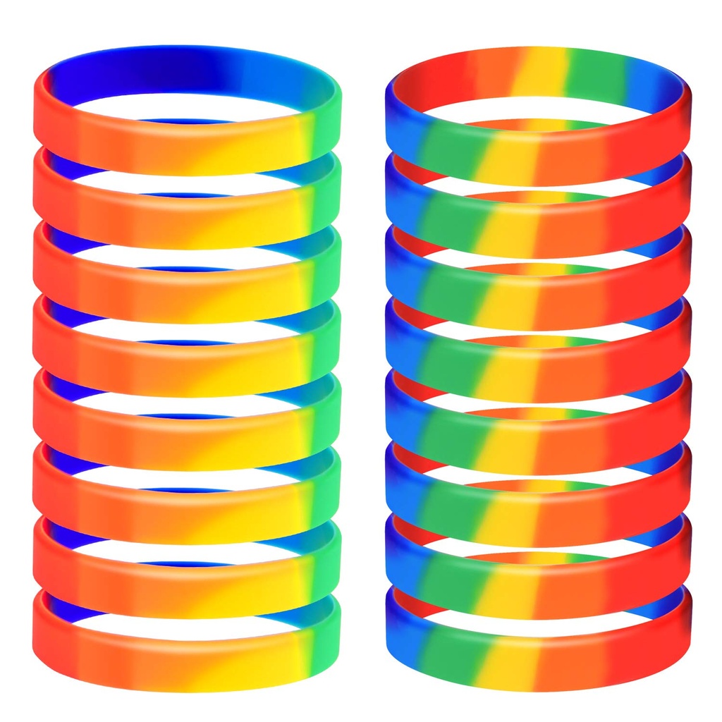TUPARKA 20pcs Gay Pride Wristbands LGBT Lesbian Rainbow Wristbands Silicone Sports Rubber B