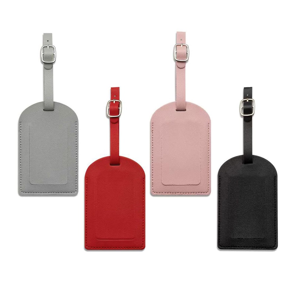 4 PCS Luggage Tags, Leather Suitcase Tags with Name ID Card, Baggage Labels with Adjustabl
