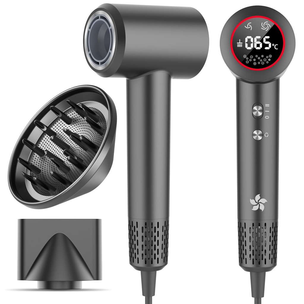 Hair Dryer with Diffuser, 400 Million Professional Plasma Hair Dryer, 110,000 RPM High Spee