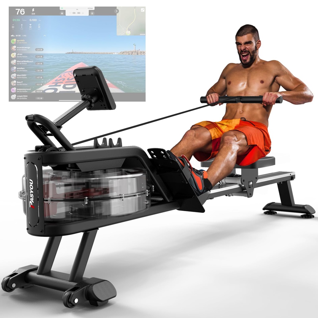 PASYOU Water Rowing Machine, Foldable Rowing Machine for Home Gym,350LB Weight Capacity Rowe