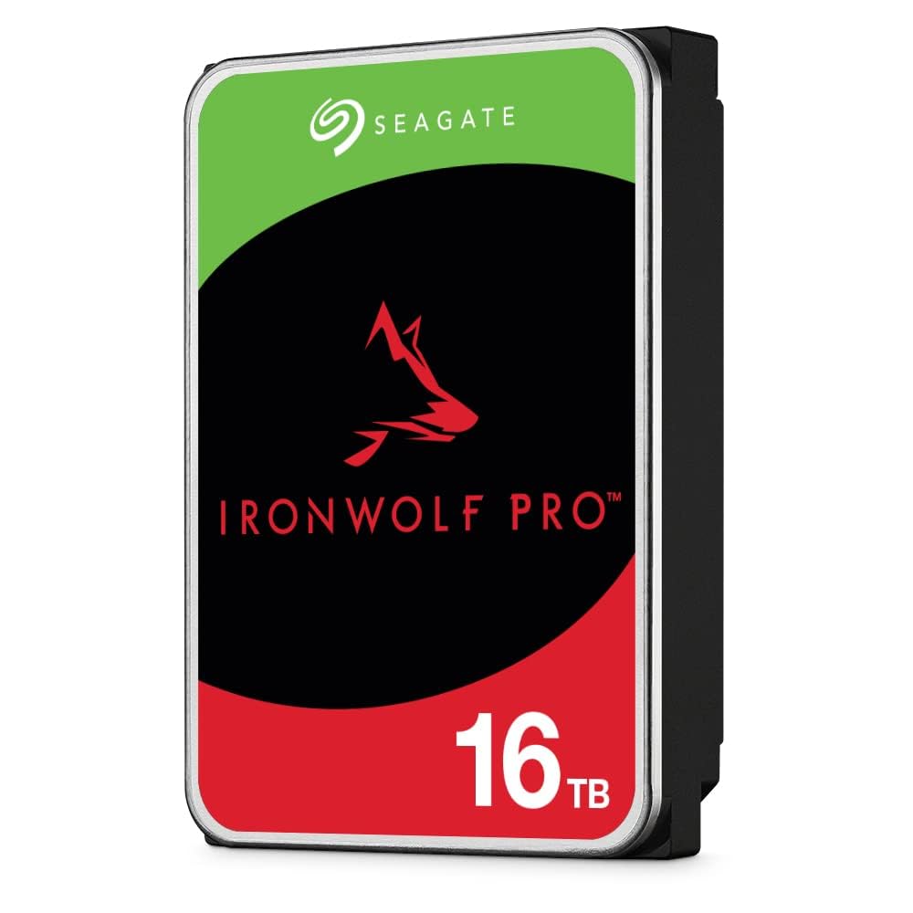 Seagate IronWolf Pro, 16 TB, NAS Internal Hard Drive, CMR 3.5 Inch, SATA 6 Gb/s 7,200 RPM, 2
