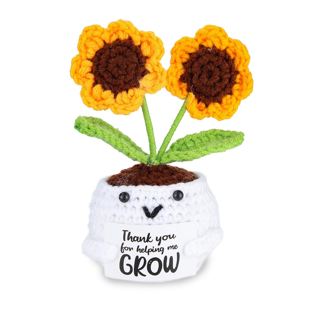 Appreciation Gifts for Teacher Women Crochet Sunflower Pot Thank You Gifts for Easter Cowor