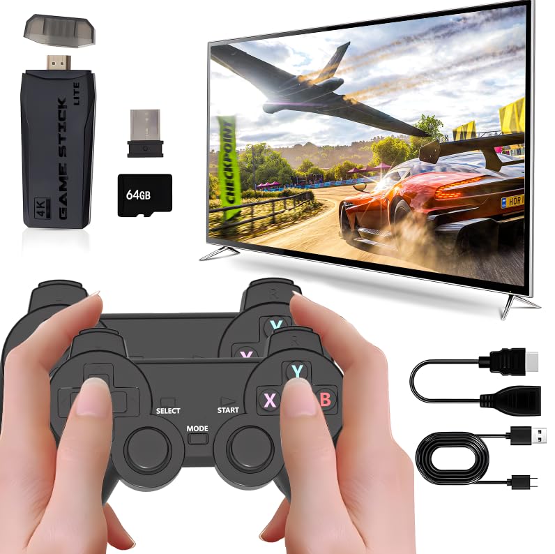 Retro Game Console,Game Stick Retro Console, Video Games for TV,Built in 20000+Games 64GB,