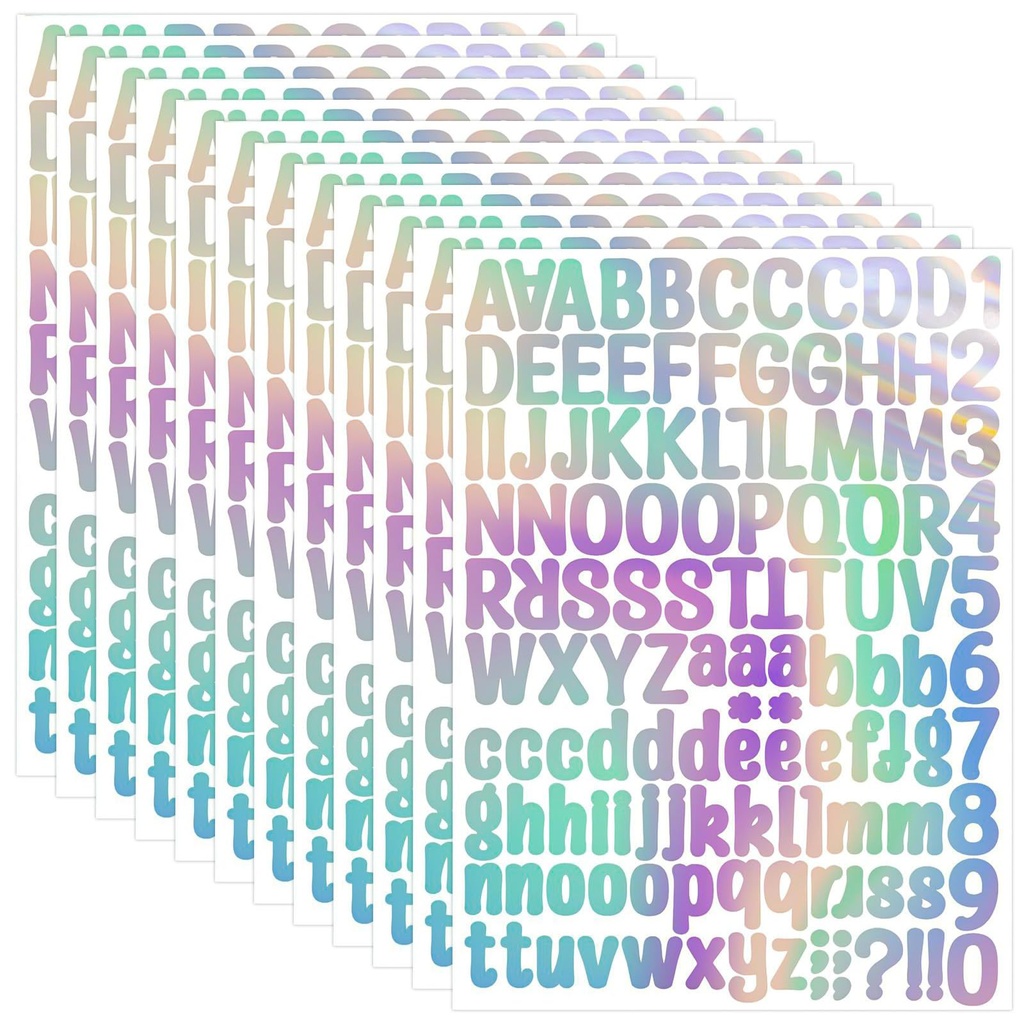 12 Sheets Alphabet Number Stickers, Self Adhesive Vinyl Letter Stickers, Waterproof Alphabet