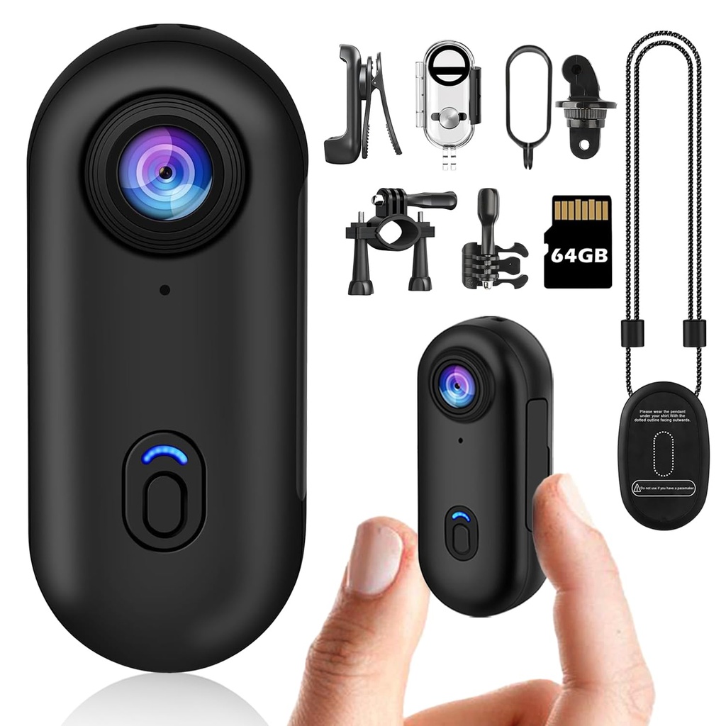 bayehngs 1080P Thumb Action Camera, Wearable Small Body Camera, Tiny Size Hands Free POV Re