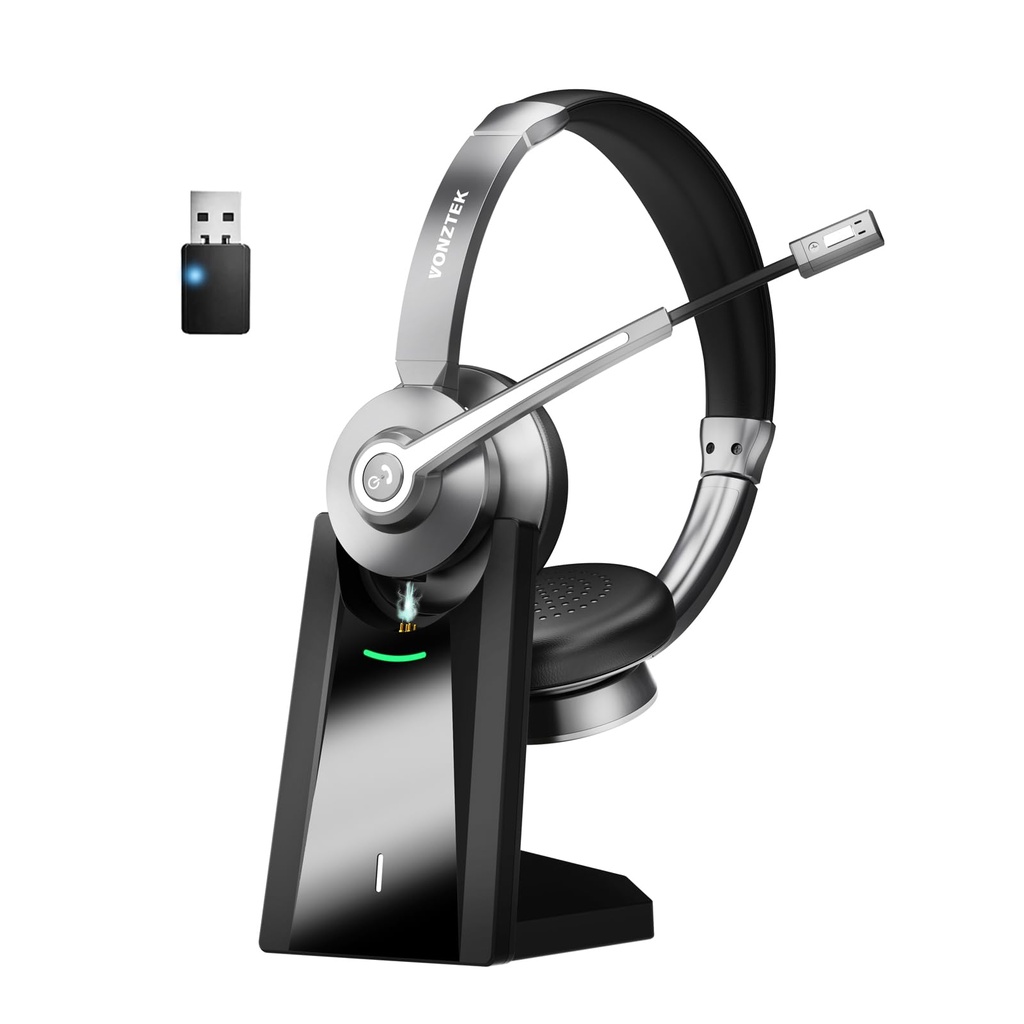 Vonztek Bluetooth Headset,Wireless Headset with Microphone Noise Canceling & Mute, Wireless