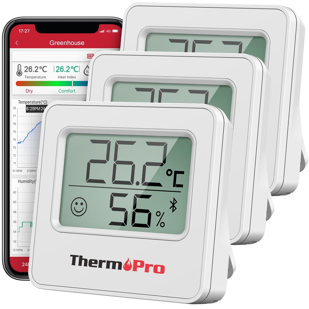 ThermoPro TP357 Room Thermometer Indoor Bluetooth Hygrometer Humidity Meter and Temperature
