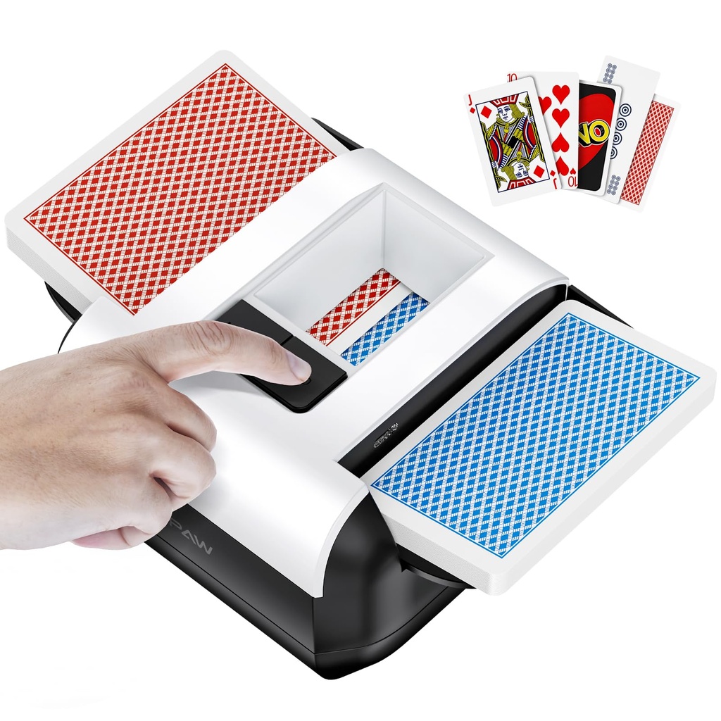 KPAW Automatic Card Shuffler - One-Press AUTO & Manual Mode, Electric Shuffling Machine for