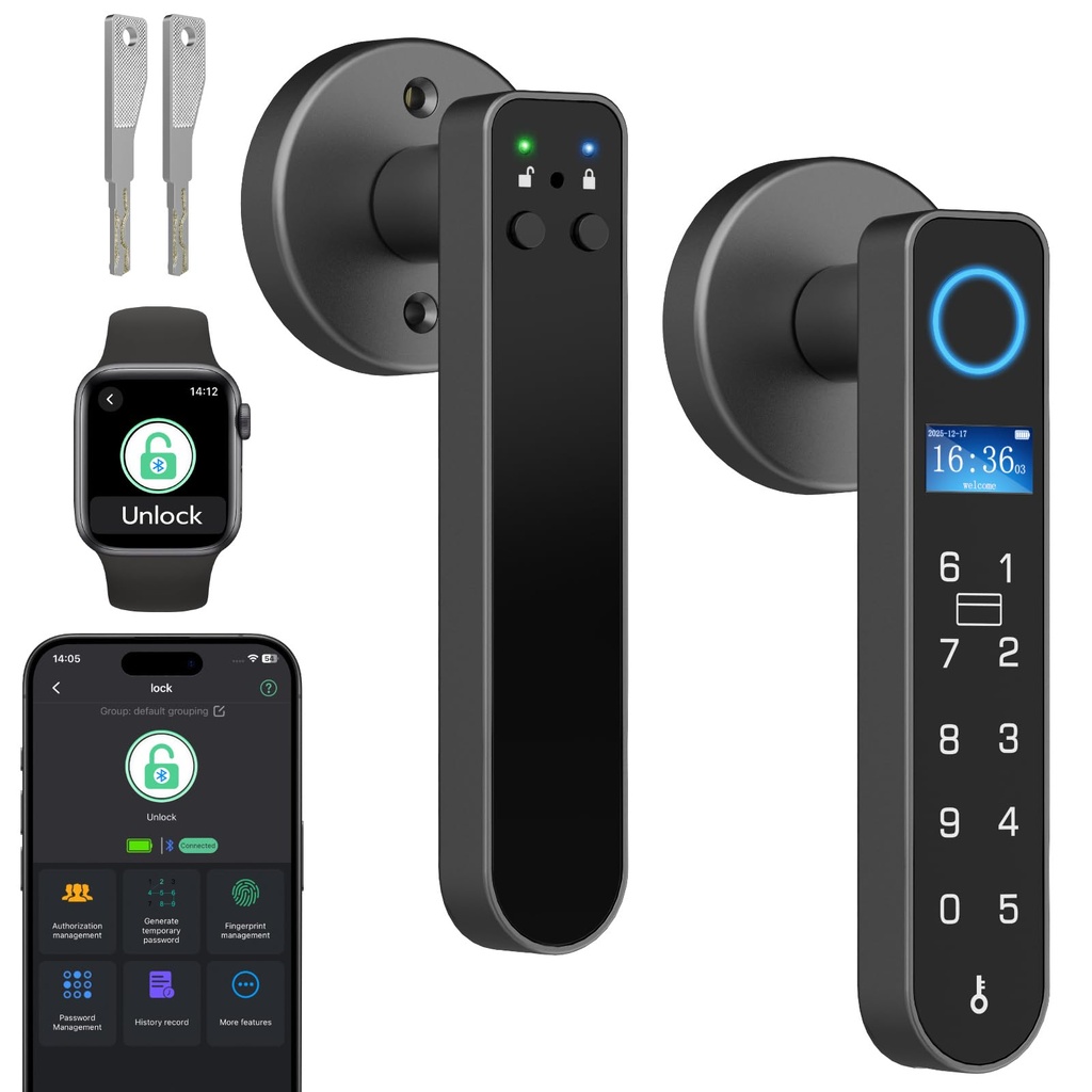 Fingerprint Handle Door Lock RFID NFC Smart Door Levers eLinkSmart Digital Keyless Entry Do
