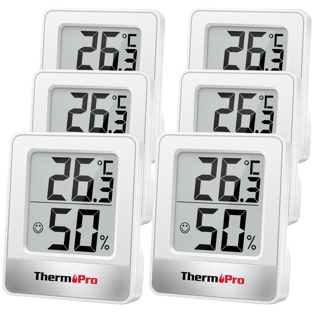 ThermoPro TP49W-6 Digital Mini Thermo-Hygrometer Thermometer Room Thermometer 6 Indoor Temp