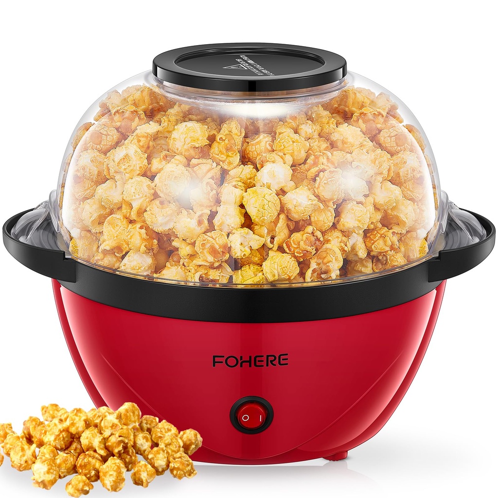 FOHERE Popcorn Maker Machine, 3.5L Popcorn Popper for Home, Electric Stirring Popcorn Poppe