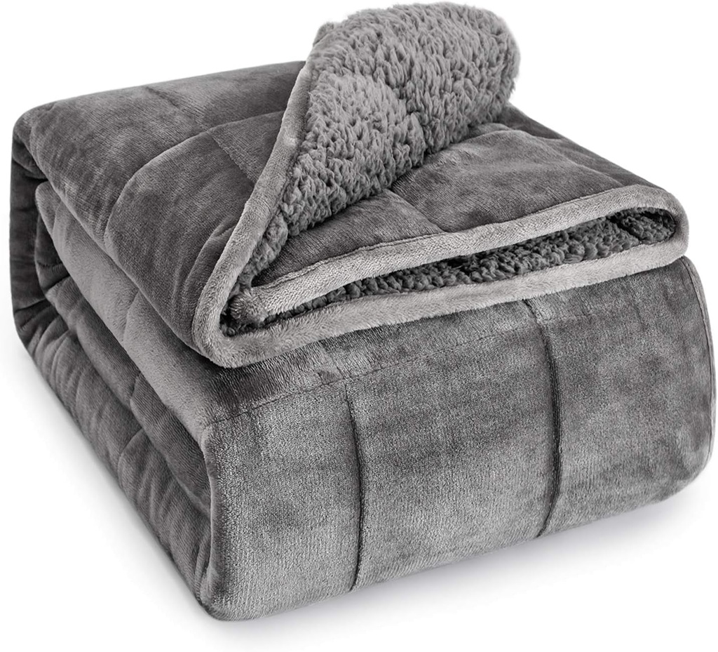 Sivio Sherpa Fleece Weighted Blanket for Adult, 7kg Heavy Fuzzy Throw Blanket with Soft Plu