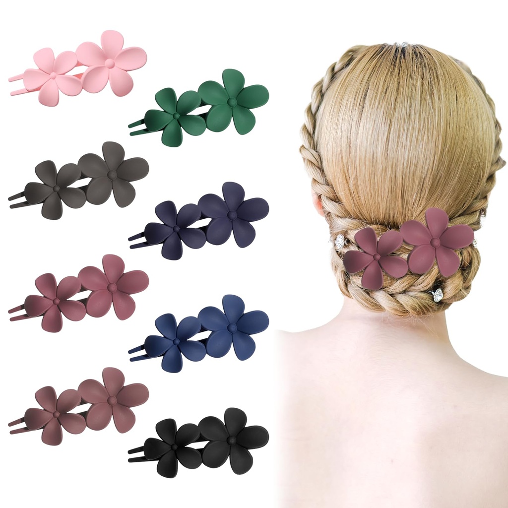 8 Pack Flat Hair Claw Clips - Ergonomic Curved Duckbill Hair Claws for Fine & Curly Hairs,