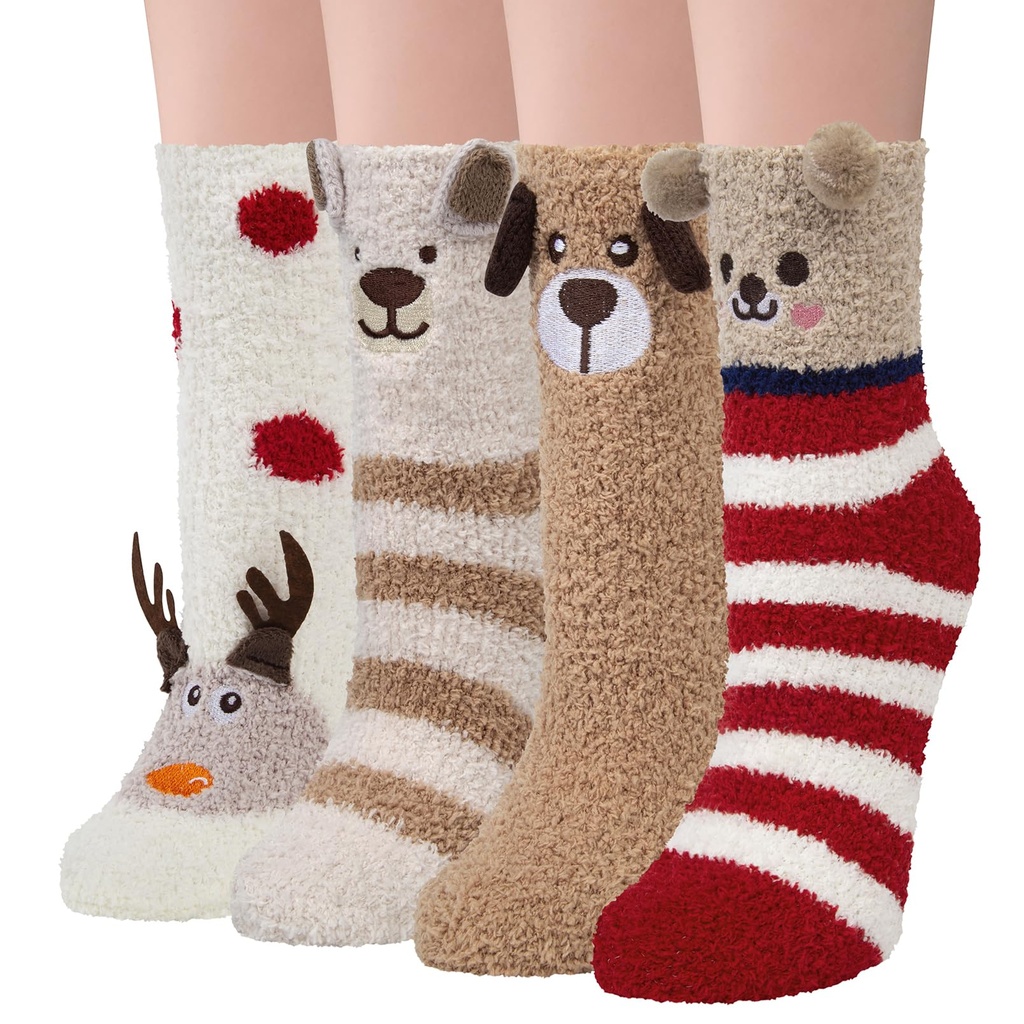 Women Fluffy Socks Gifts Winter Warm Thick Cozy Thermal Socks Fuzzy Cute Animal Bed Socks f