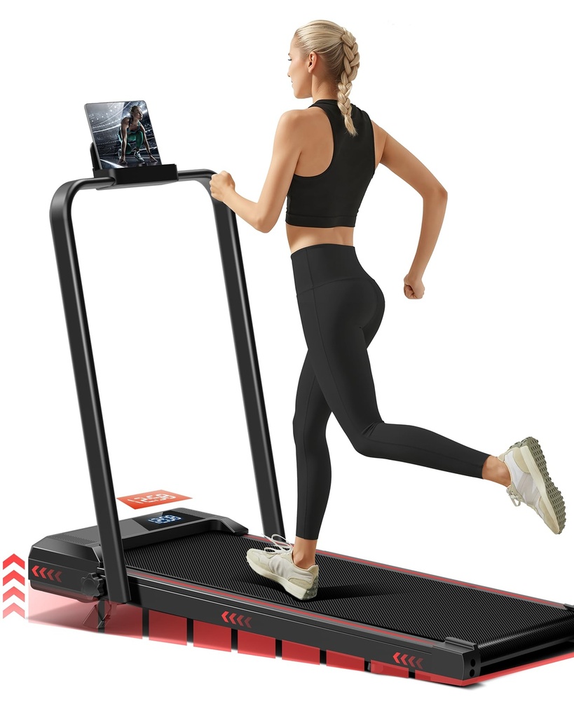 UMAY Walking Pad Treadmill with 9% Incline, Folding Treadmill with Diamond Pattern Running