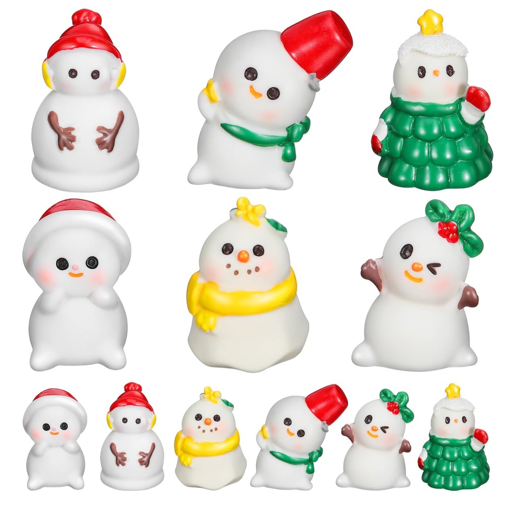 JOINPAYA 36 Pcs Christmas Miniature Snowman Figurines: Mini Resin Diy Xmas Micro Ornament f