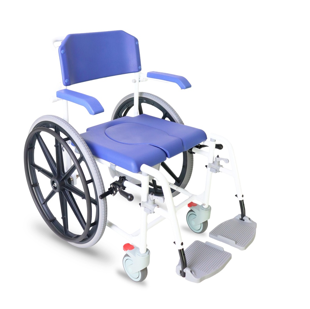 KMINA Shower Wheelchair and Commode Toilet (2 in 1), Shower Chair with Wheels