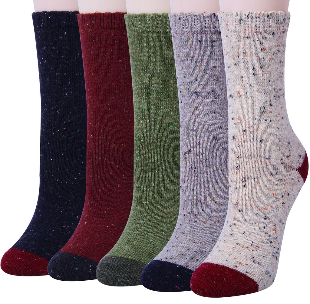 YSense Snug 5 Pairs Womens Thermal Socks Winter Wool Socks, Ladies Breathable Soft Thick So