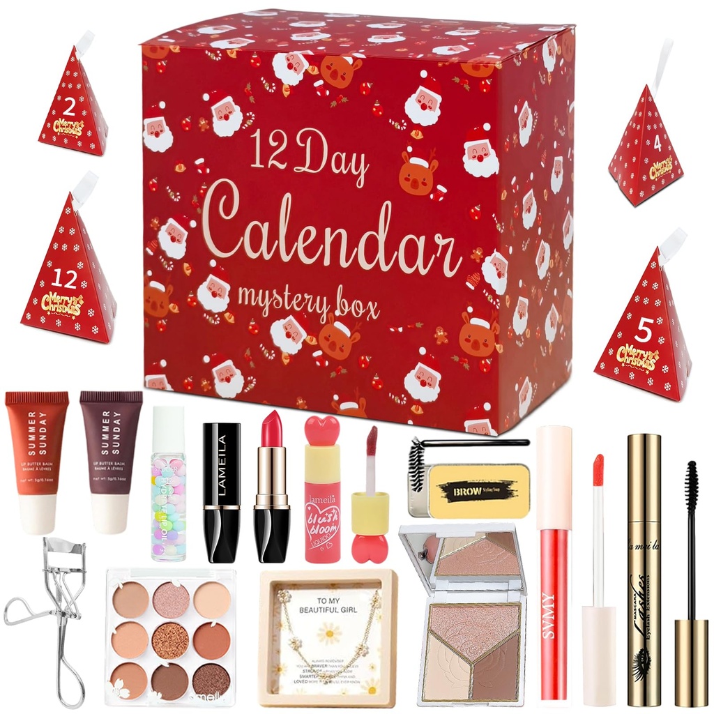 12 Days Makeup Advent Calendar, Makeup Kits Mystery Boxes For Christmas Tree Decors, Xmas G