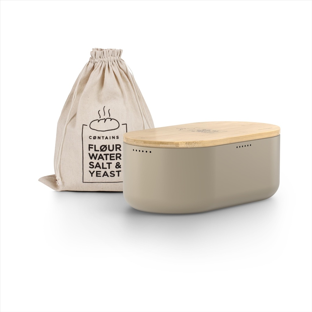 LARS Bread Box I Metal bread box with linen bag for long lasting freshness I Baked