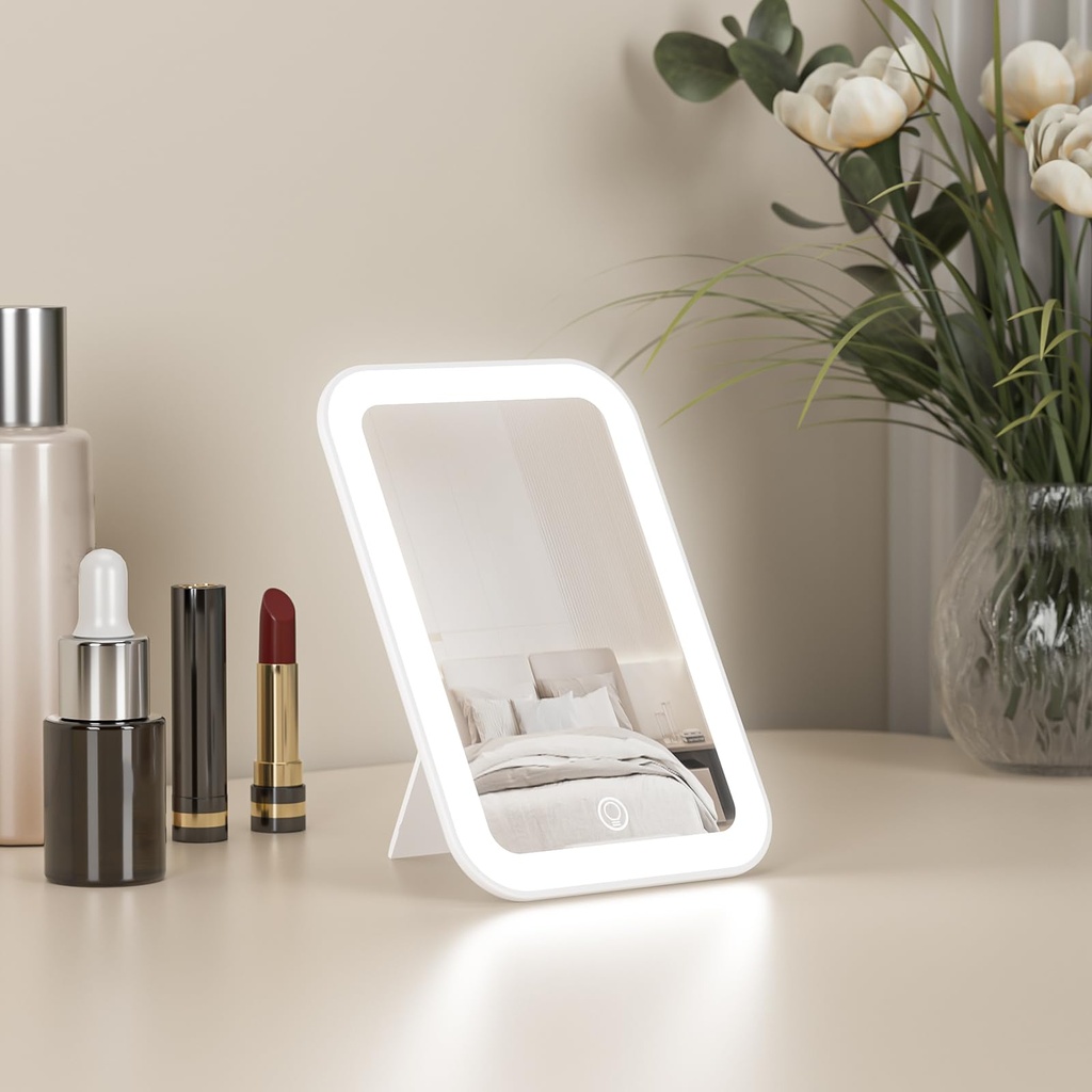 Kintion 10.7 * 15.5cm Travel Makeup Mirror, LED Portable Rechargeable Light Up Mirror, Dimm