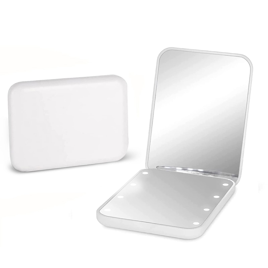 Kintion Pocket Mirror, 1X/3X Magnification LED Compact Travel Makeup Mirrors with Light for