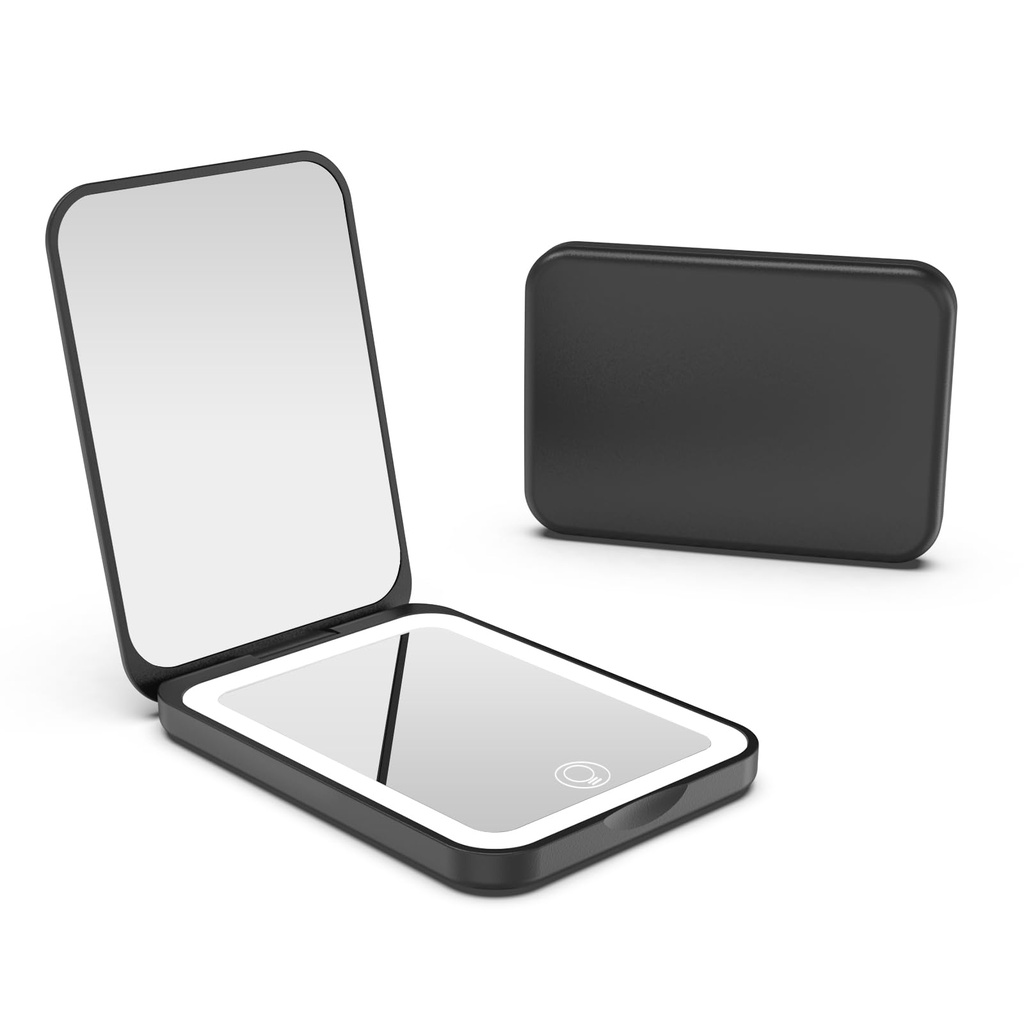 Kintion Pocket Mirror, Rechargeable 1X/3X Magnification LED Compact Travel Makeup Mirror fo