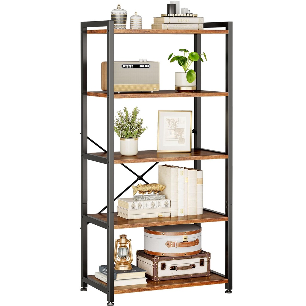 Coleshome Book Shelf, Tall Bookshelf, Wood Bookcase Shelves for Bedroom, Industrial Display