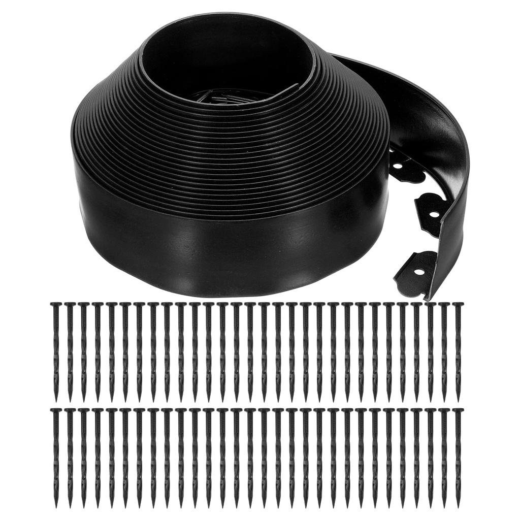 sourcing map Landscape Edging, 1Pcs 66FT x 3.94" - Garden Edging Kit with 60 Stakes, Landsc