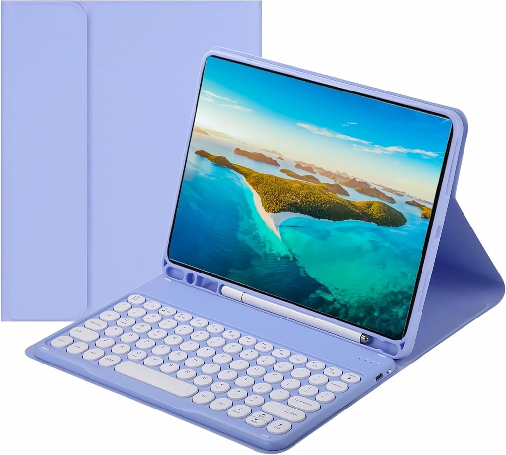 NUWONAYA Keyboard Case for Galaxy Tab A11+ Plus/A9+ Plus 11 Inch, Slim Round Key Cute Candy