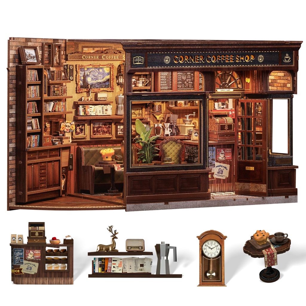 Cutefun Book Nook Kit - DIY Miniature House Kit for Adults, Tiny House Mini Bookshelf Puzzl