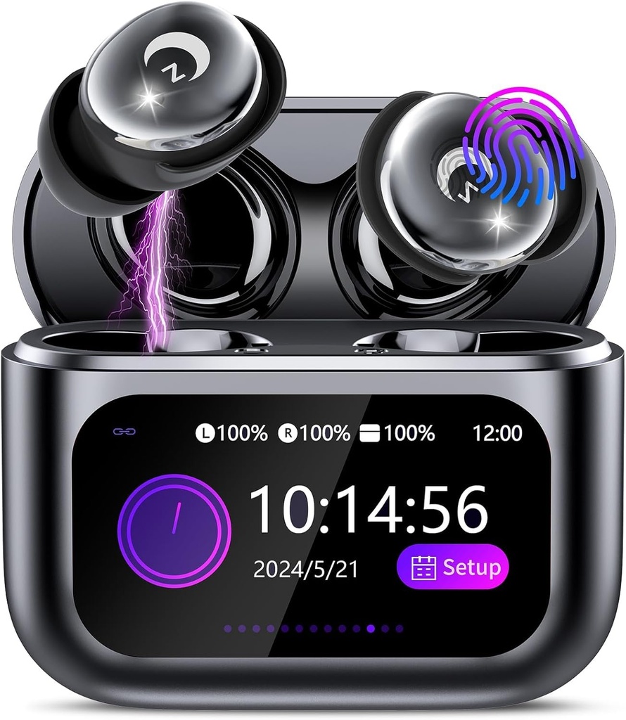 Wireless Earbuds with Smart Touch Screen, 2026 Mini Sleep Earbuds Bluetooth 5.4 Headphone I