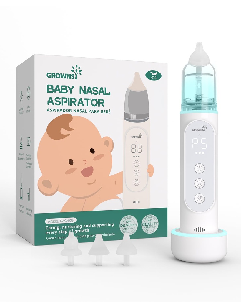 Nasal Aspirator for Baby, Upgraded 5 Suction Levels Baby Nose Sucker, IPX7 Waterproof Elect
