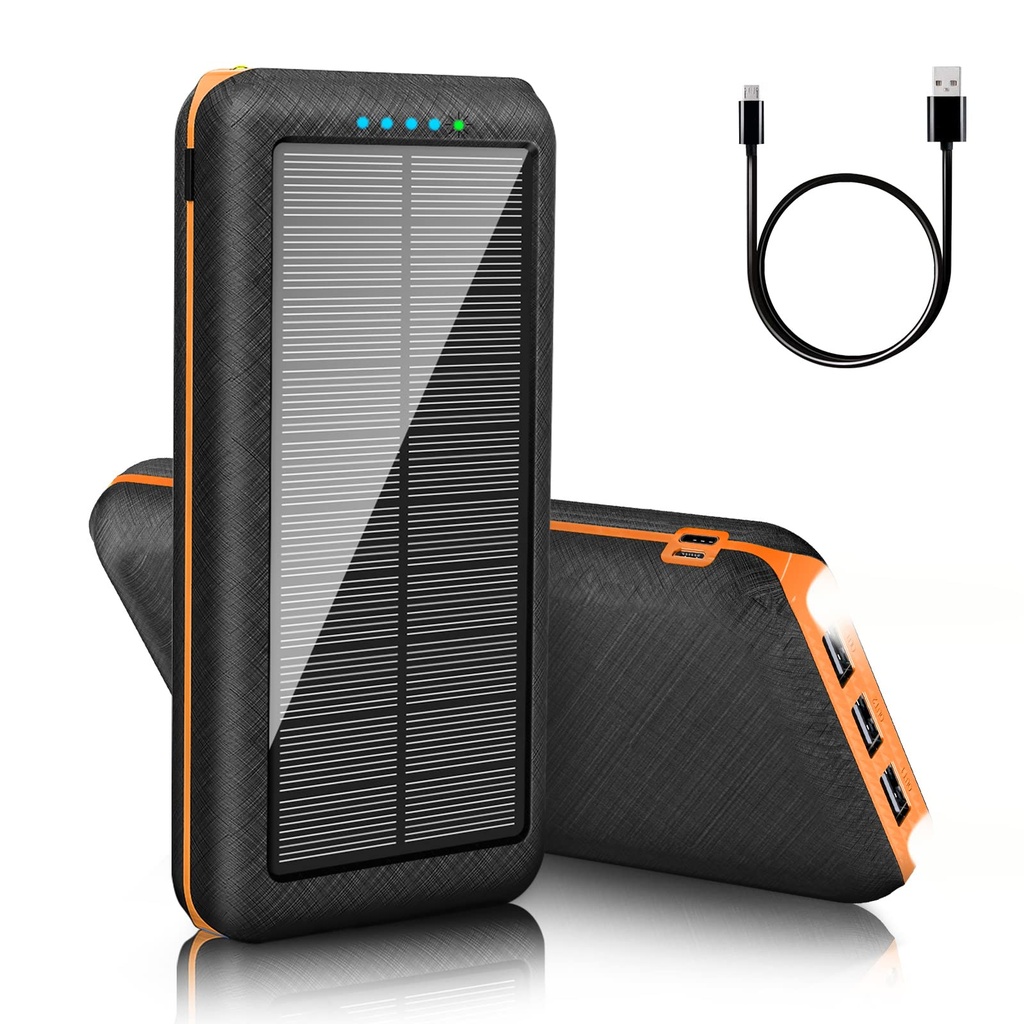 Solar Power Bank 26800mAh Portable Charger with 3 USB Outputs 2 Input External Battery Pack