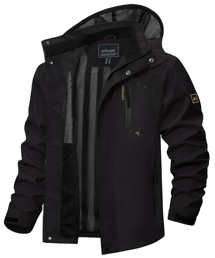 TACVASEN Lightweight Waterproof Jacket for Men Shell Jacket Walking Coat With Hood for Hiki