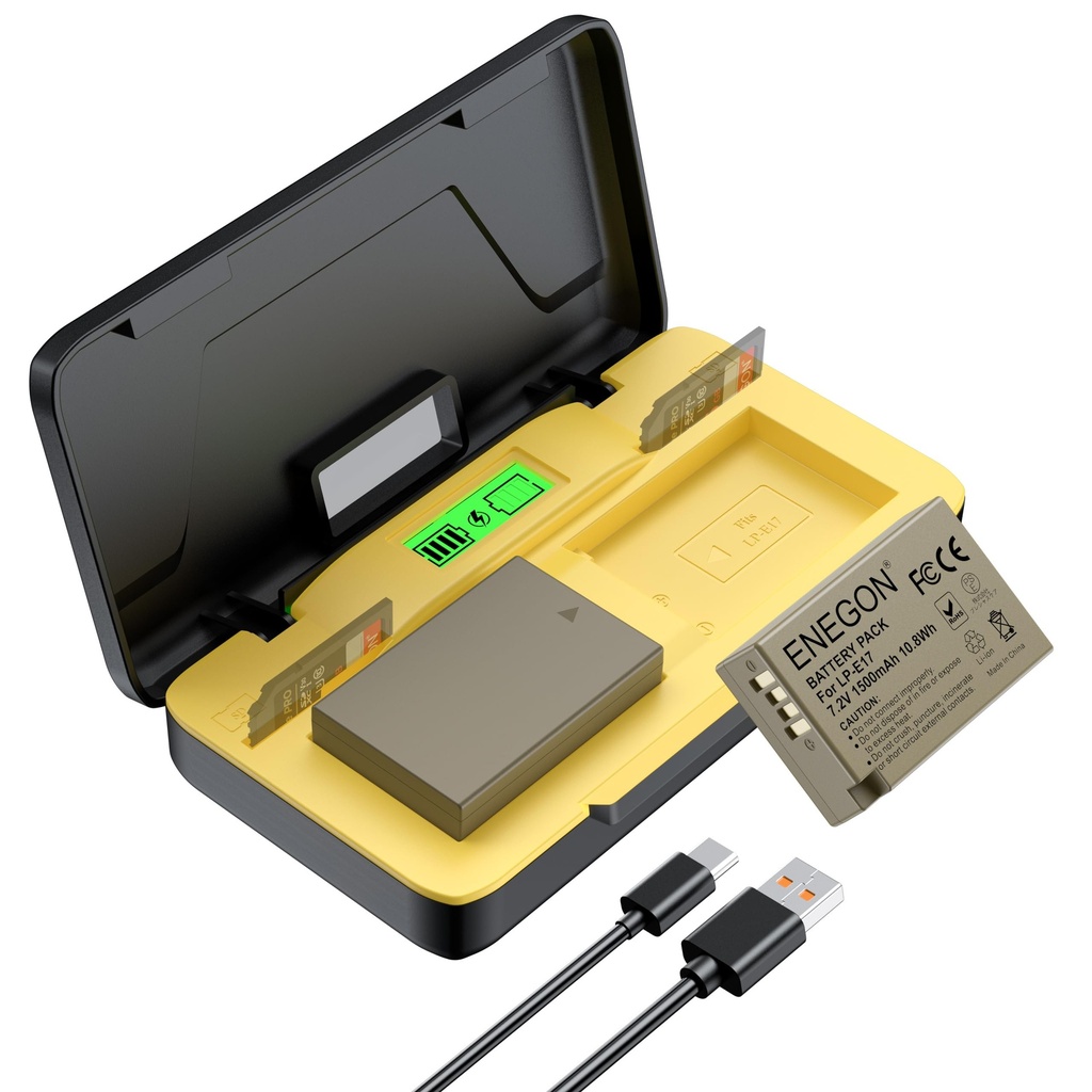 ENEGON LP-E17 Battery(2 * 1500mAh) 20W Fast Charger Set for Canon Rebel SL3, SL2; T8i, T7i,