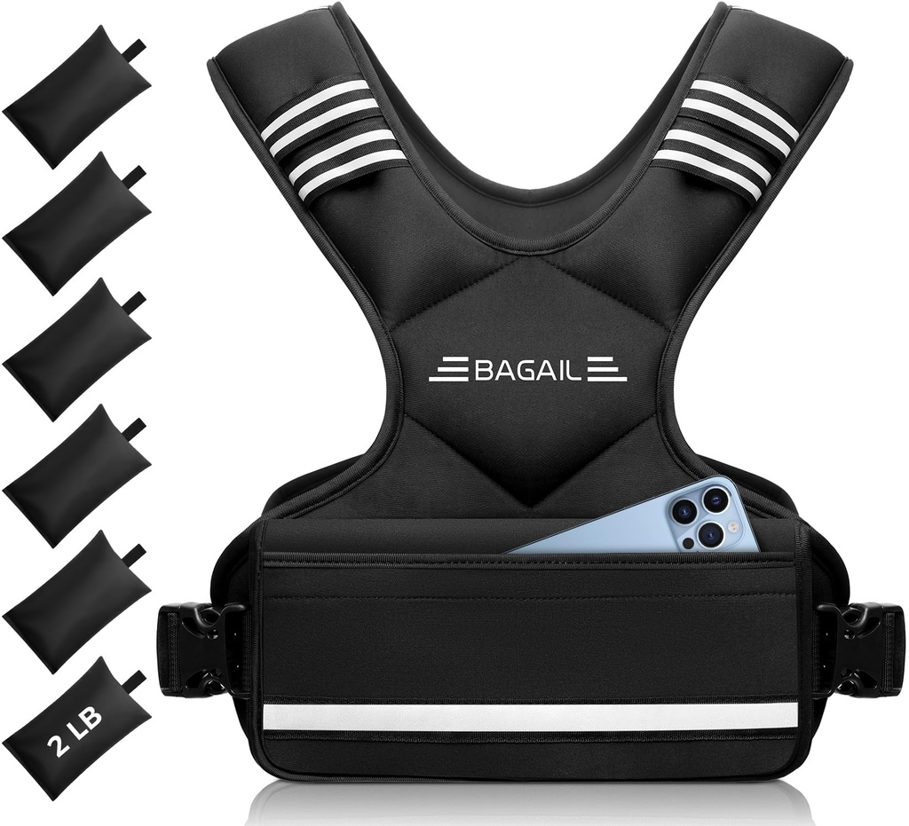 BAGAIL Adjustable Weighted Vest 20-32lb, Removable Iron Sand Bags, Adjustable Bust Size, He
