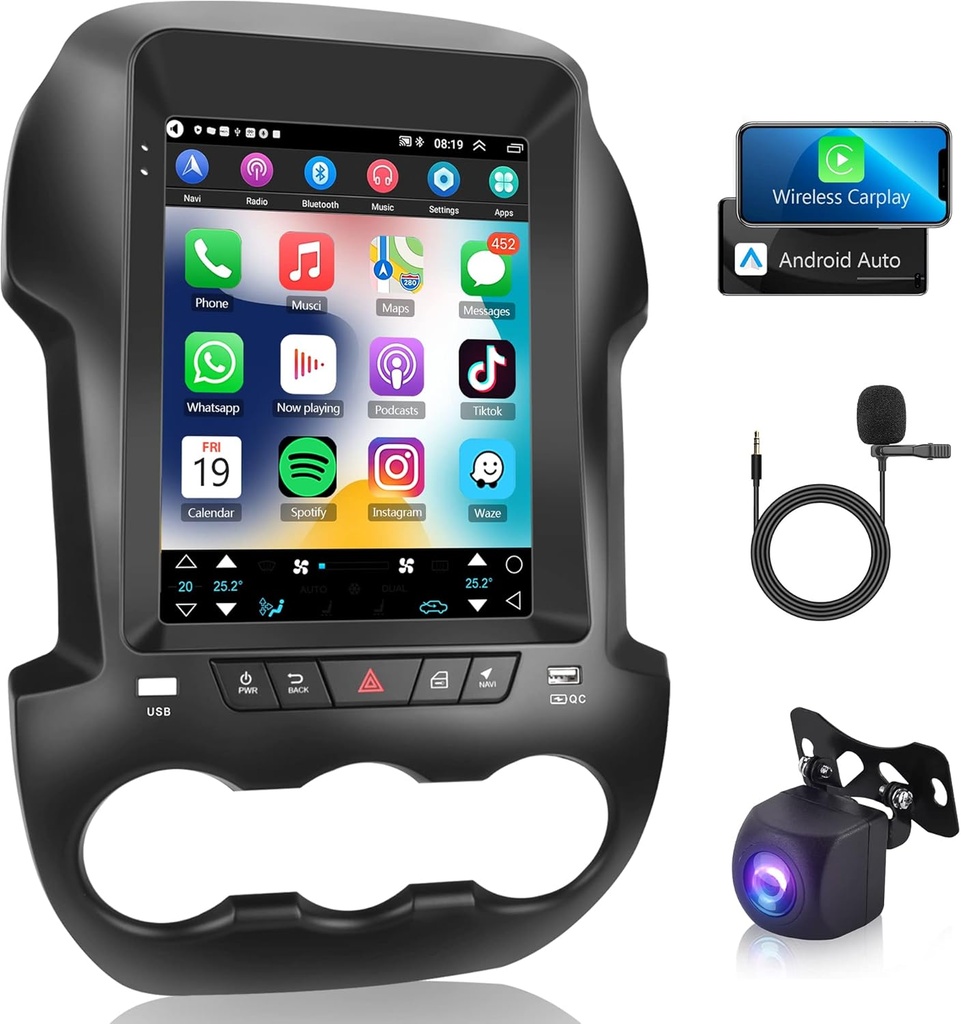 Android Car Stereo for Ford Ranger F250 2011-2016 with Wireless Carplay Rimoody 9.7 Inch Touch
